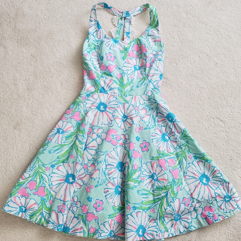 Lilly Pulitzer Zo Dress in Sandbar Blu Splish Splash sz2 - Picture 2 of 13